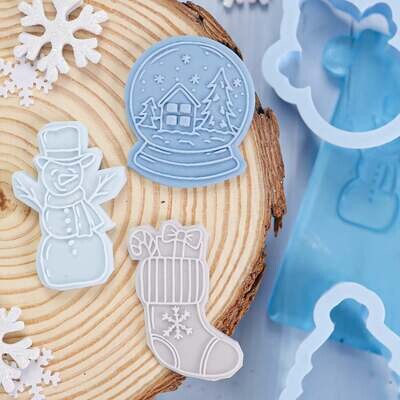 Sweet Stamp -OUTboss Stamp &#39;n Cut Mini -WINTER WONDERLAND - Κουπ Πατ και Μίνι Σφραγίδες Χιονόμπαλα, Χιονάνθρωπος και Μπότα