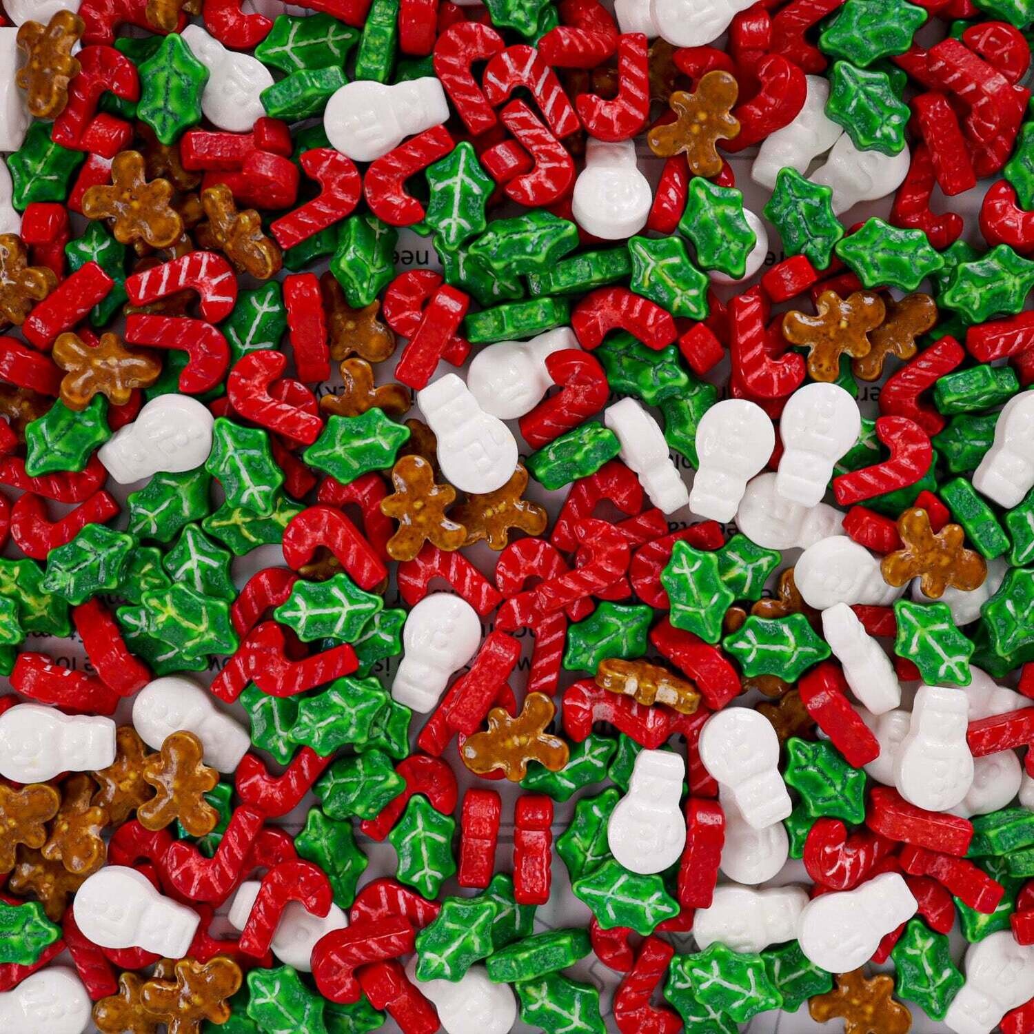 Halo Sprinkles MIX -FESTIVE FUN 125γρ  - Μείγμα Ζαχαρωτών Χριστουγεννιάτικο με Φύλλα Γκι, Γλειφιτζούρια, Μπισκοτανθρωπάκια και Χιονανθρωπάκια