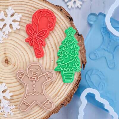 Sweet Stamp -OUTboss Stamp &#39;n Cut Mini -CHRISTMAS CHEER - Κουπ Πατ και Μίνι Σφραγίδες Γλειφιτζούρι, Δέντρο και Μπισκοτάνθρωπος