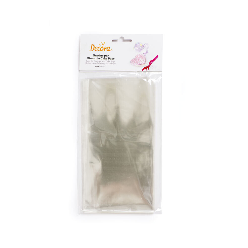 DECORA Transparent bags for biscuits, candies and cake pops 50τμχ - Διάφανα Σακουλάκια για γλυκά