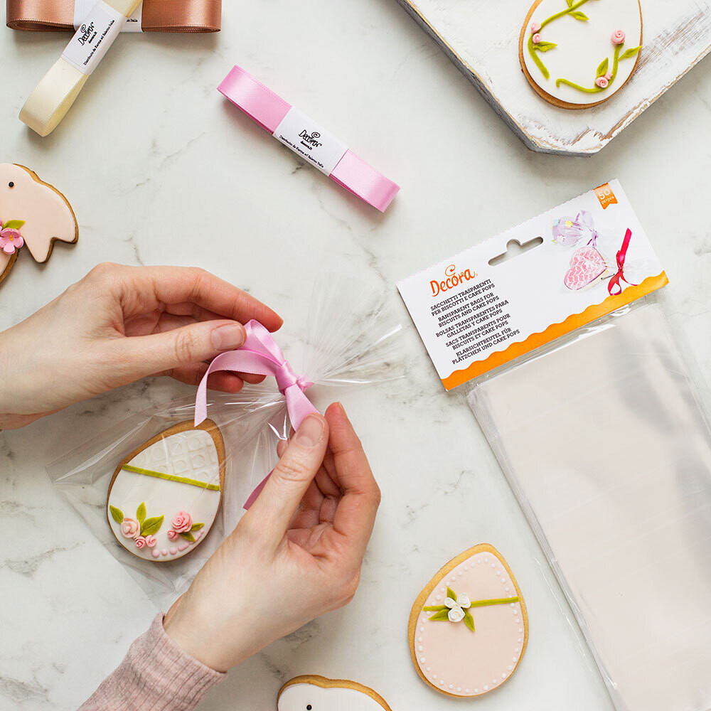 DECORA Transparent bags for biscuits, candies and cake pops 50τμχ - Διάφανα Σακουλάκια για γλυκά