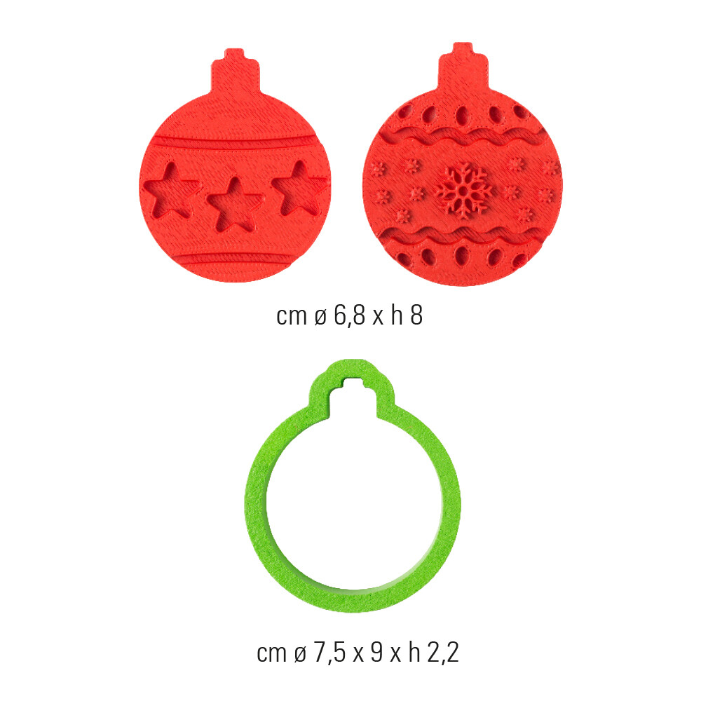 DECORA Christmas Bauble  -Πλαστικό κουπ πατ και 2 Σφραγίδες - Χριστουγεννιάτικο Στολίδι