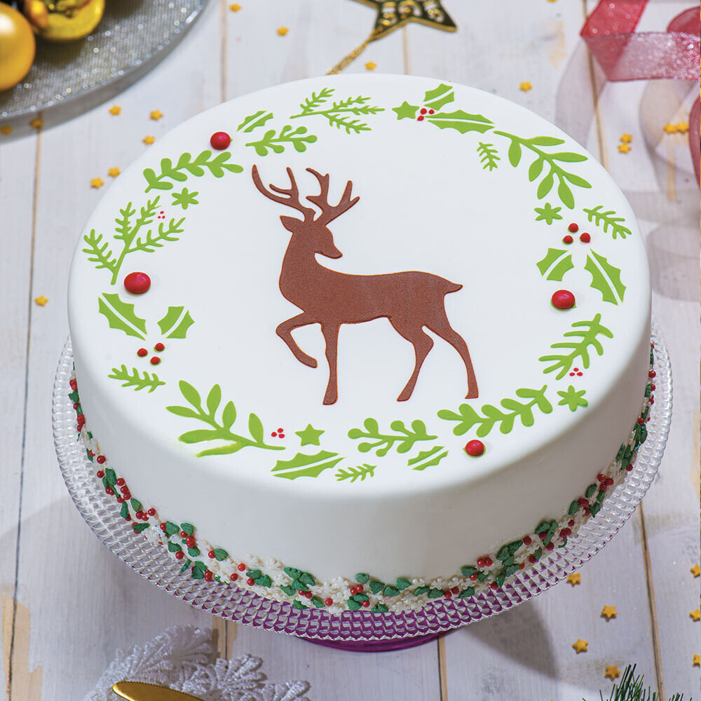 DECORA Stencil -REINDEER WREATH -Στένσιλ Χριστουγεννιάτικο Στεφάνι με Τάρανδο
