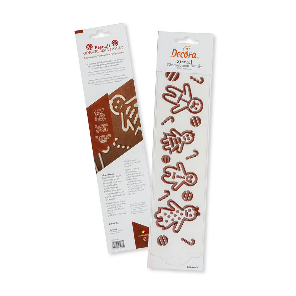 DECORA Stencil -GINGERBREAD FAMILY -Στένσιλ Χριστουγεννιάτικο Μπισκοτοοικογένεια