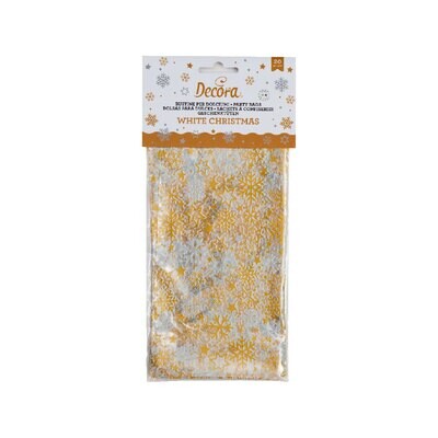 DECORA Treat Bags with flat bottom -SNOWFLAKES &amp; STARS 20τμχ - Σακουλάκια για γλυκά με Χιονονιφάδες ∞∞∞