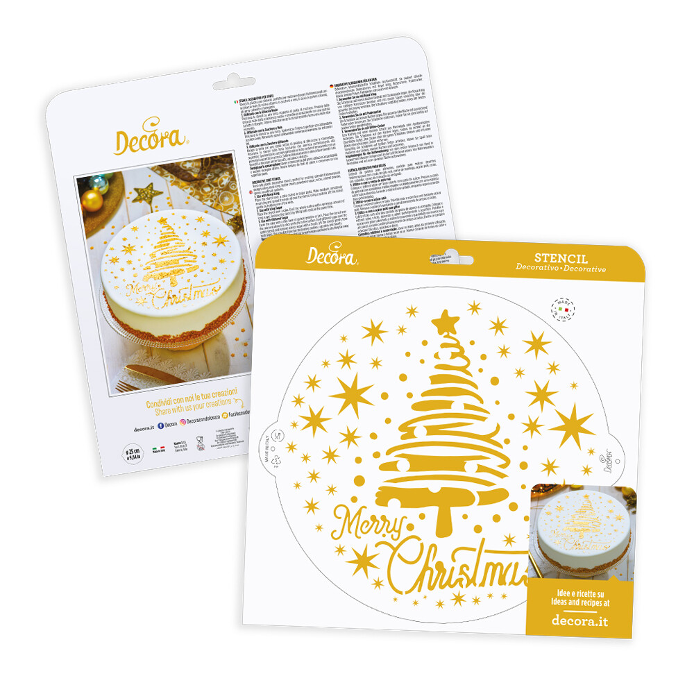 DECORA Stencil -CHRISTMAS TREE &amp; STARS -Στένσιλ Χριστουγεννιάτικο Δέντρο και Αστέρια