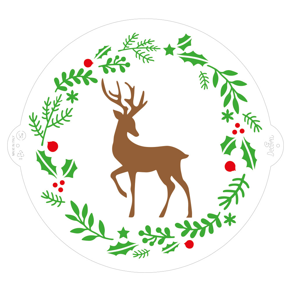 DECORA Stencil -REINDEER WREATH -Στένσιλ Χριστουγεννιάτικο Στεφάνι με Τάρανδο