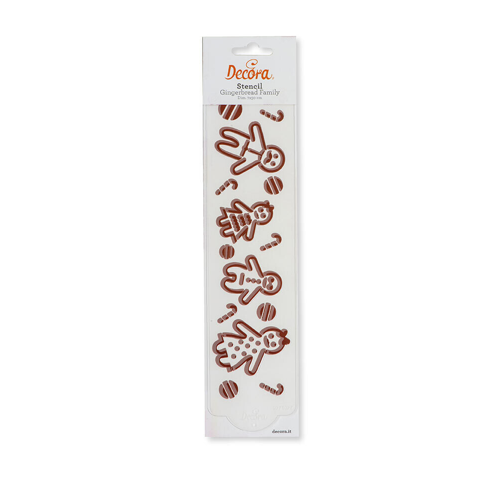 DECORA Stencil -GINGERBREAD FAMILY -Στένσιλ Χριστουγεννιάτικο Μπισκοτοοικογένεια