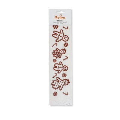 DECORA Stencil -GINGERBREAD FAMILY -Στένσιλ Χριστουγεννιάτικο Μπισκοτοοικογένεια
