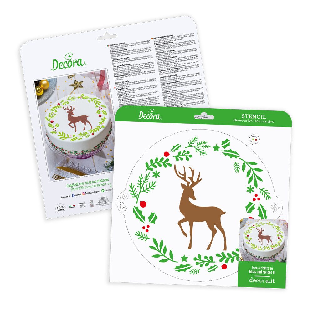 DECORA Stencil -REINDEER WREATH -Στένσιλ Χριστουγεννιάτικο Στεφάνι με Τάρανδο
