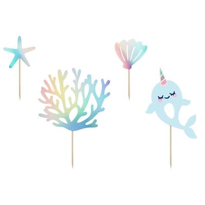 PartyDeco Cake Topper -NARWHAL -Σετ 4τεμ Τόπερ Φάλαινα Μονόκερος PartyDeco Cake Topper -NARWHAL -Σετ 4τεμ Τόπερ Φάλαινα Μονόκερος