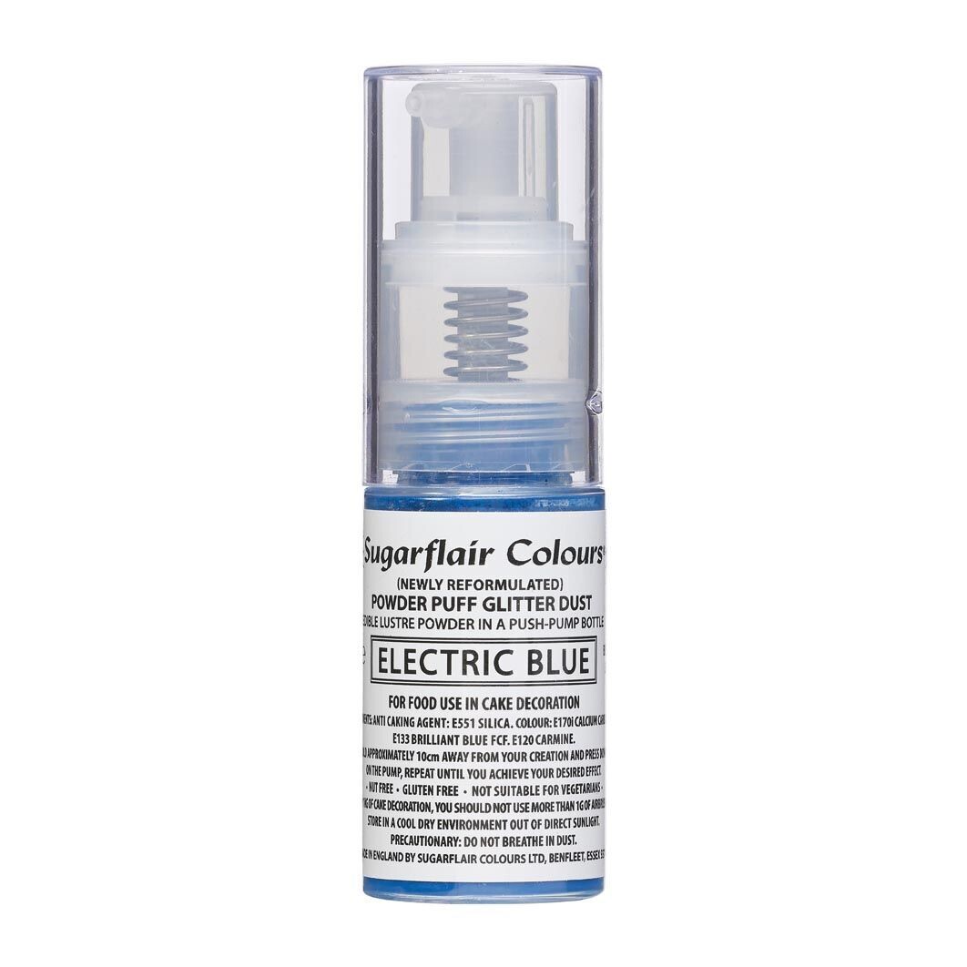 Sugarflair Powder Puff Glitter Dust Pump Spray -ELECTRIC BLUE 30ml - Βρώσιμη Σκόνη σε σπρέι Μπλε Ηλεκτρίκ Ματ