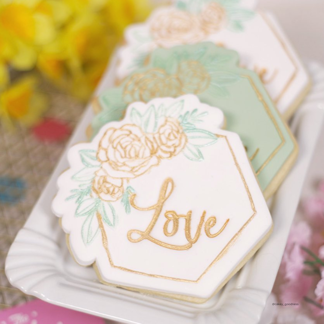 Sweet Stamp -Cutter &amp; Stamp -FLORAL HEXAGON FRAME- Κουπ Πατ και Σφραγίδα Εξάγωνο με λουλούδια