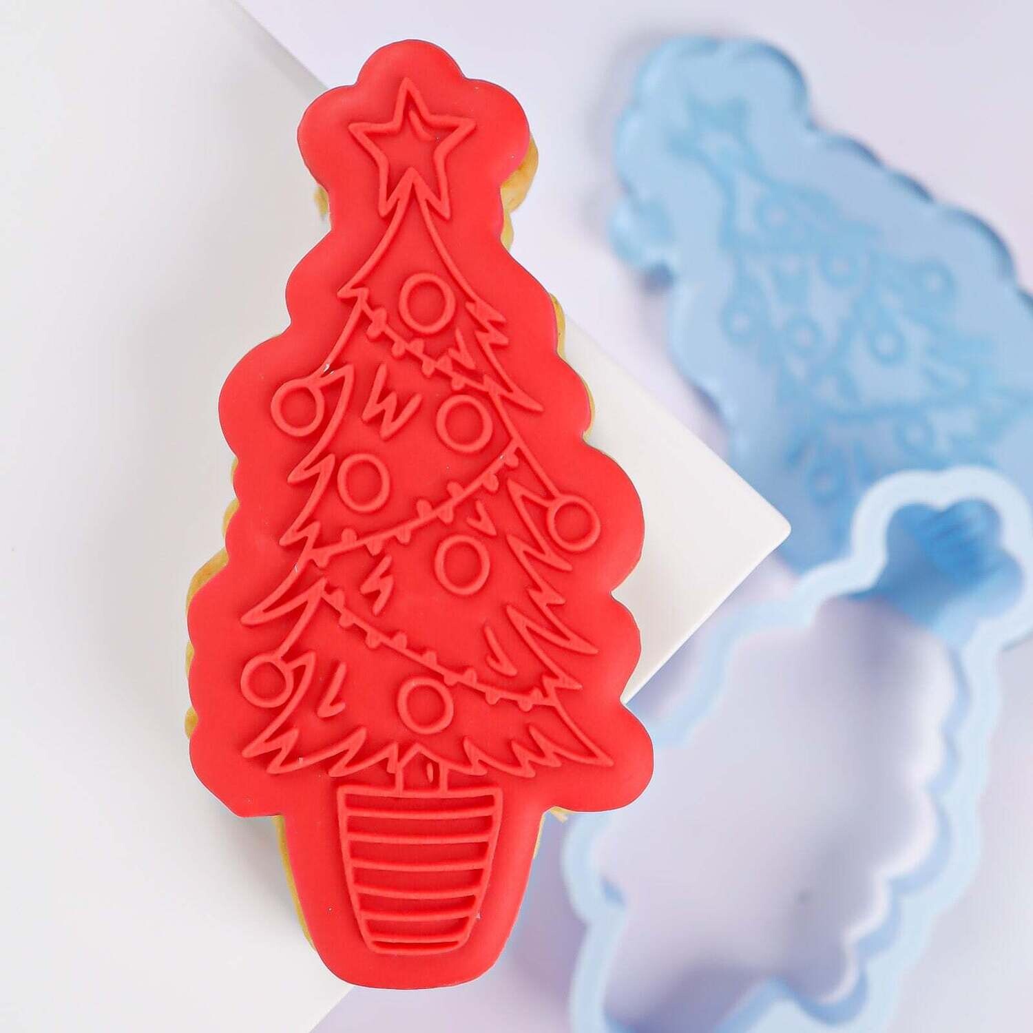 Sweet Stamp -OUTboss Stamp &#39;n Cut -CHRISTMAS TREE DESIGN 2- Κουπ Πατ και Σφραγίδα Χριστουγεννιάτικο Δέντρο με Λαμπάκια