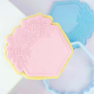 Sweet Stamp -Cutter &amp; Stamp -FLORAL HEXAGON FRAME- Κουπ Πατ και Σφραγίδα Εξάγωνο με λουλούδια