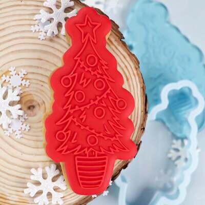 Sweet Stamp -OUTboss Stamp &#39;n Cut -CHRISTMAS TREE DESIGN 2- Κουπ Πατ και Σφραγίδα Χριστουγεννιάτικο Δέντρο με Λαμπάκια