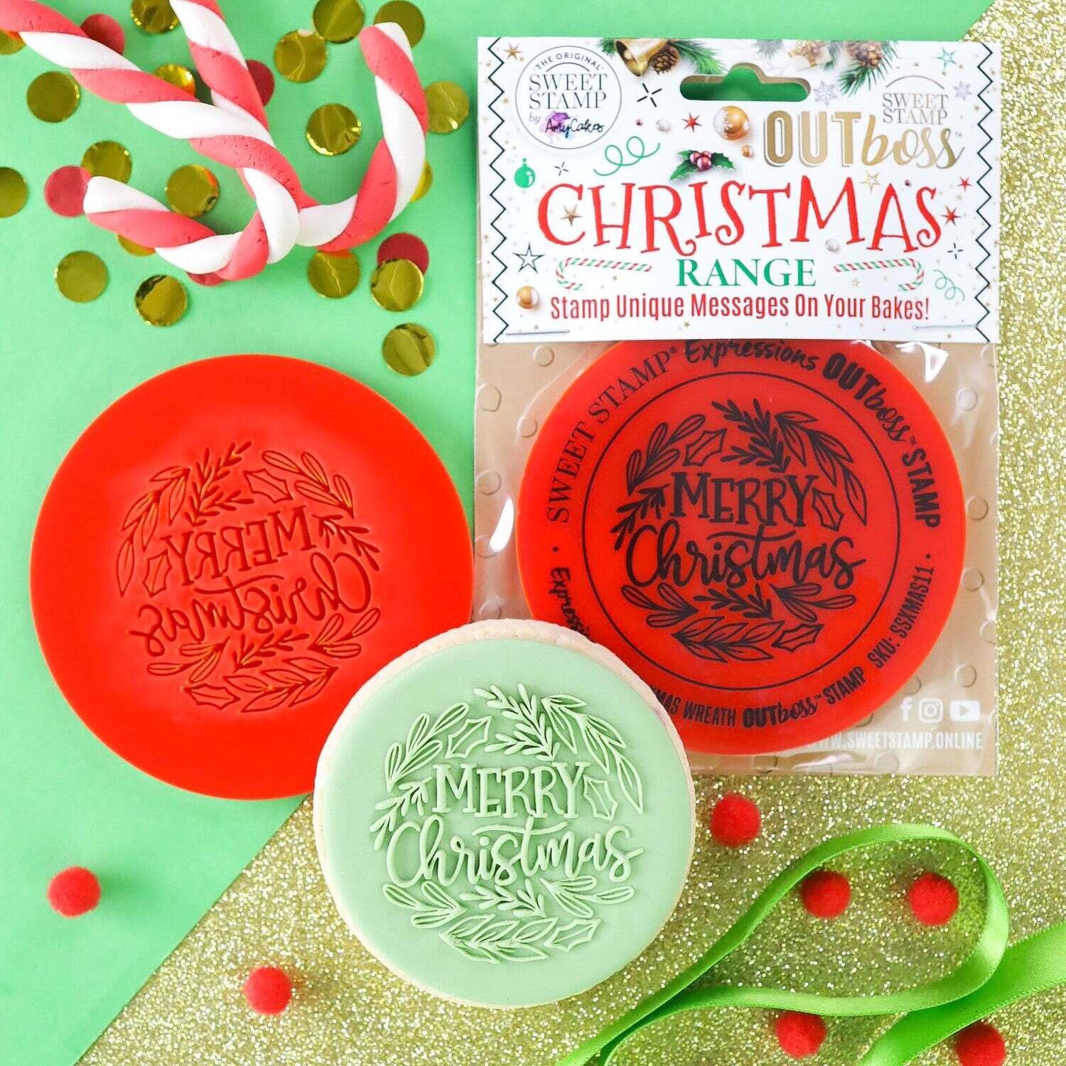 Sweet Stamp -OUTboss Christmas -&#39;MERRY CHRISTMAS&#39; WREATH- Χριστουγεννιάτικη Σφραγίδα