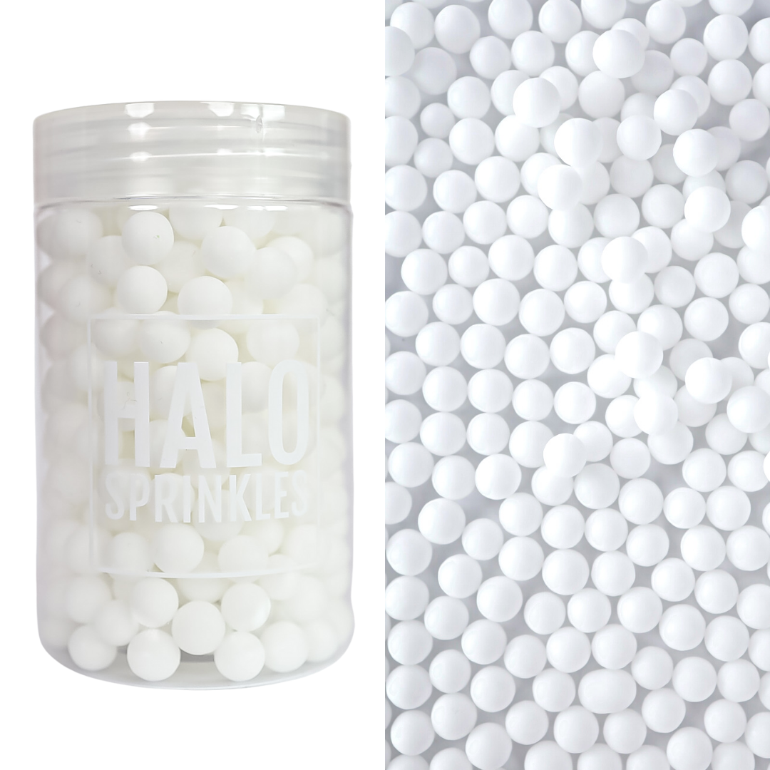 Halo Sprinkles -Sugar Pearls -LARGE MATTE WHITE 105γρ - Μείγμα Ζαχαρωτών Πέρλες Λευκές Ματ