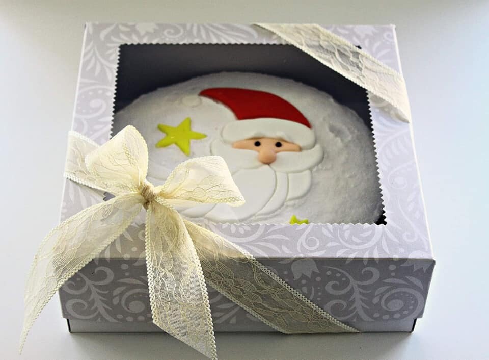 Box for Cakes -PATTERNED 30εκ -Κουτί για Γλυκά με σχέδιο, Γκρι με Λευκό
