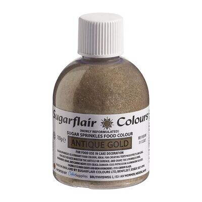Sugarflair -Sparkling Sugar Sprinkles -ANTIQUE GOLD 100g - Χρωματιστή Ζάχαρη - Χρυσό Αντικέ