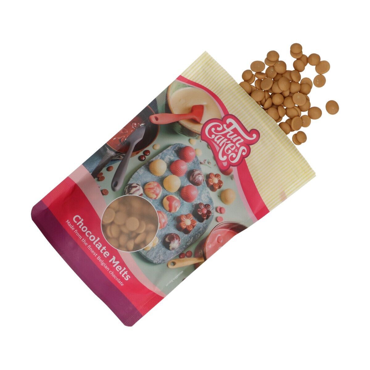 FunCakes GOLD Chocolate Melts 200γρ -  Σταγόνες Βέλγικης Σοκολάτας - Χρυσό με γεύση Καραμέλα Βουτύρου