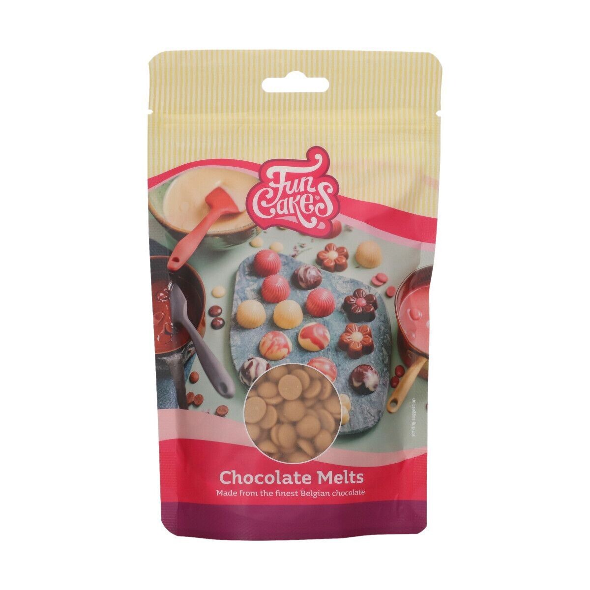 FunCakes GOLD Chocolate Melts 200γρ -  Σταγόνες Βέλγικης Σοκολάτας - Χρυσό με γεύση Καραμέλα Βουτύρου