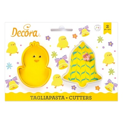 DECORA Cutters -EASTER -CHICK &amp; BELL - Σετ 2 πλαστικά κουπ πατ Κοτοπουλάκι και Καμπάνα