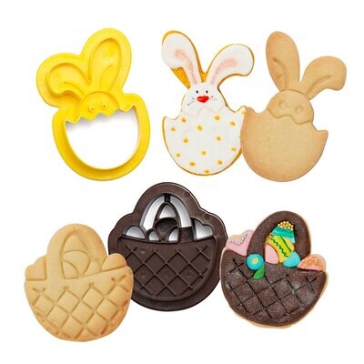 SALE!!! DECORA Cutters -EASTER -BASKET &amp; BUNNY - Σετ 2 πλαστικά κουπ πατ Πασχαλινό Καλάθι και Λαγός σε αυγό