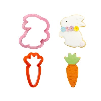 SALE!!! DECORA Cutters -EASTER -BUNNY &amp; CARROT - Σετ 2 πλαστικά κουπ πατ Λαγός και Καρότο