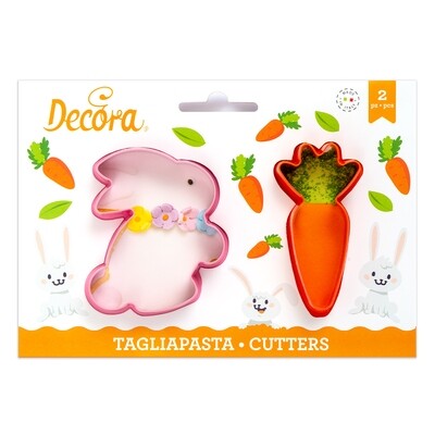 DECORA Cutters -EASTER -BUNNY &amp; CARROT - Σετ 2 πλαστικά κουπ πατ Λαγός και Καρότο