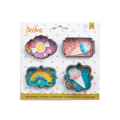 DECORA Cookie Cutters MINI FRAME/PLAQUE - Σετ 4τεμ Μίνι πλαστικά κουπ πατ Κορνίζες/πλάκες