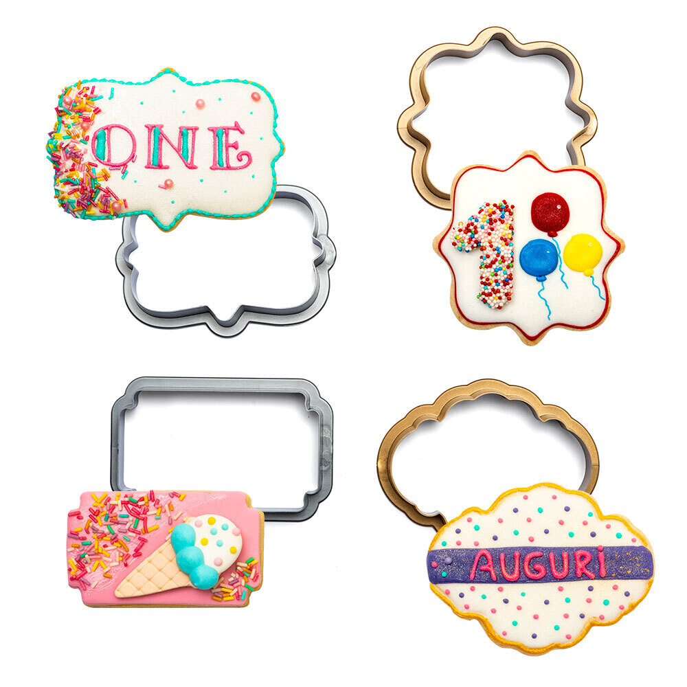 DECORA Cookie Cutters MAXI FRAME/PLAQUE - Σετ 4τεμ Μεγάλα πλαστικά κουπ πατ Κορνίζες/πλάκες
