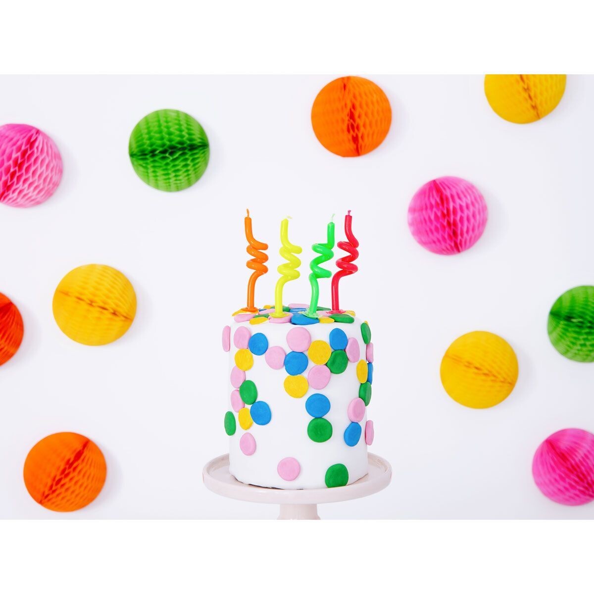 PartyDeco Birthday Candles -CURLY MIX 4 τεμ. - Κεράκια σπιράλ σε φλούο αποχρώσεις