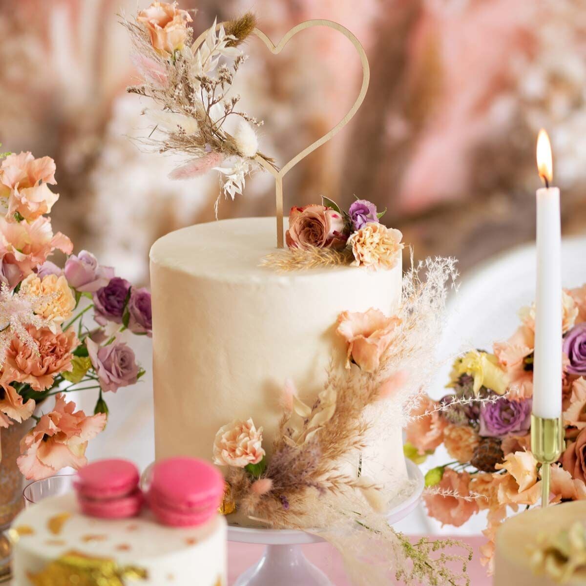 PartyDeco Wooden Cake Topper -HEART HOOP 23 cm - Ξύλινο Τόπερ σε σχήμα Καρδιάς