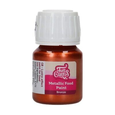 FunCakes Edible Metallic Food Paints -BRONZE -Μεταλλικό Βρώσιμο Χρώμα Ζωγραφικής Μπρονζέ -30ml