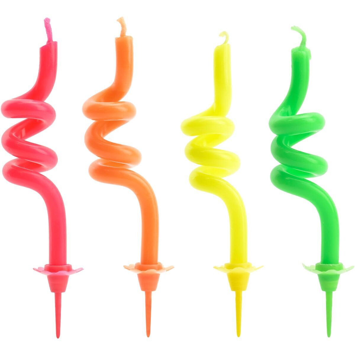 PartyDeco Birthday Candles -CURLY MIX 4 τεμ. - Κεράκια σπιράλ σε φλούο αποχρώσεις