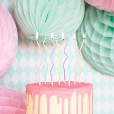 PartyDeco Birthday Candles -CURL MIX 8 τεμ. - Κεράκια Κυματιστά σε Παστέλ Αποχρώσεις