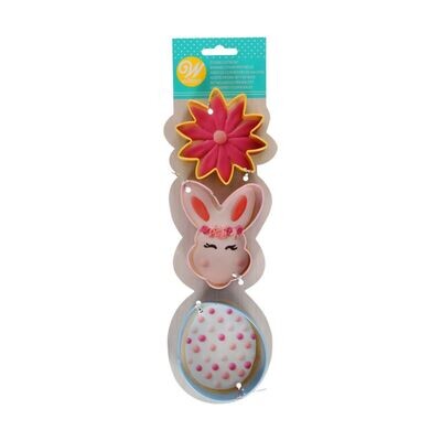 Wilton Easter Cookie Cutter -FLOWER, BUNNY, EGG  -Σετ 3τεμ Μεταλλικά Κουπ πατ Αυγό, Λουλούδι και Λαγός/Κουνέλι