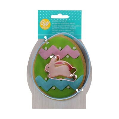 SALE!!! Wilton Easter Cookie Cutter -EGG &amp; JUMPING BUNNY  -Σετ 2τεμ Μεταλλικά Κουπ πατ Αυγό και Λαγουδάκι