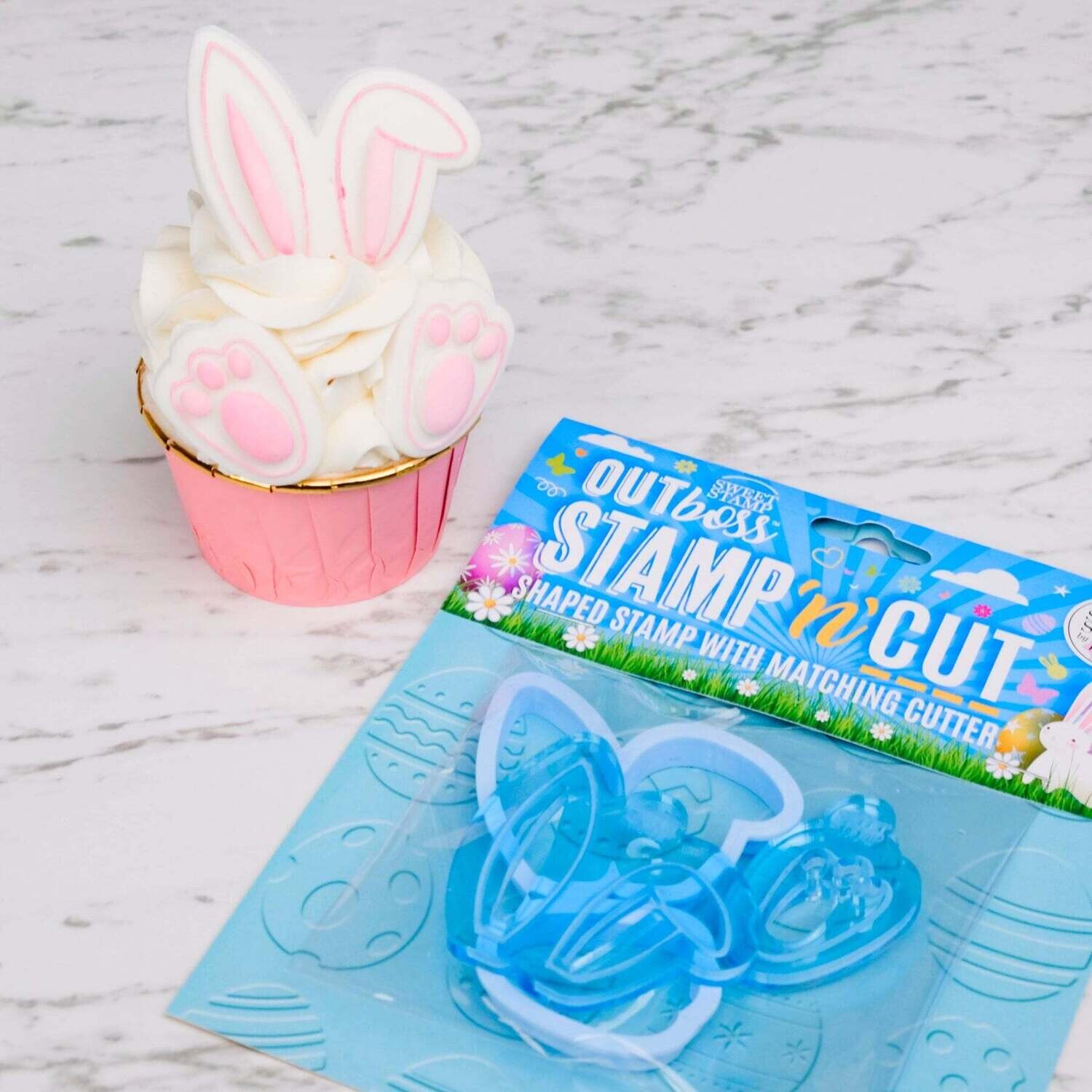 Sweet Stamp -OUTboss Stamp &#39;n Cut -BUNNY CUPCAKE KIT -Κουπ Πατ και σφραγίδα Κουνελάκι για Καπκέικ