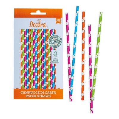 DECORA Eco Paper Straws -MULTICOLOUR 80 τμχ - Χάρτινα καλαμάκια/Στικς σε διάφορα χρώματα