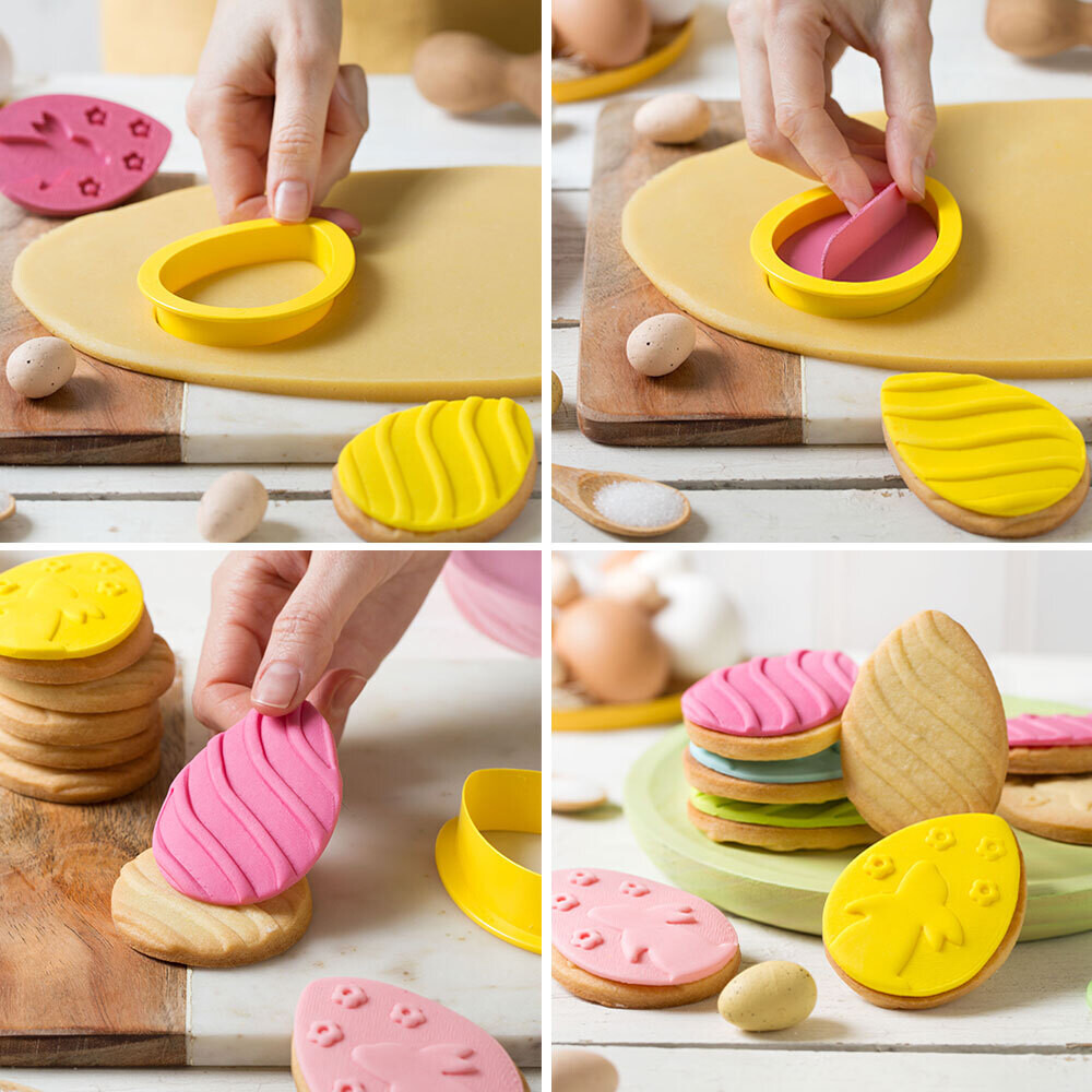 SALE!!! DECORA -Easter Egg Cookie Cutter &amp; Texture Stamp Set - Σετ κουπ πατ πασχαλινό αυγό και Σφραγίδες
