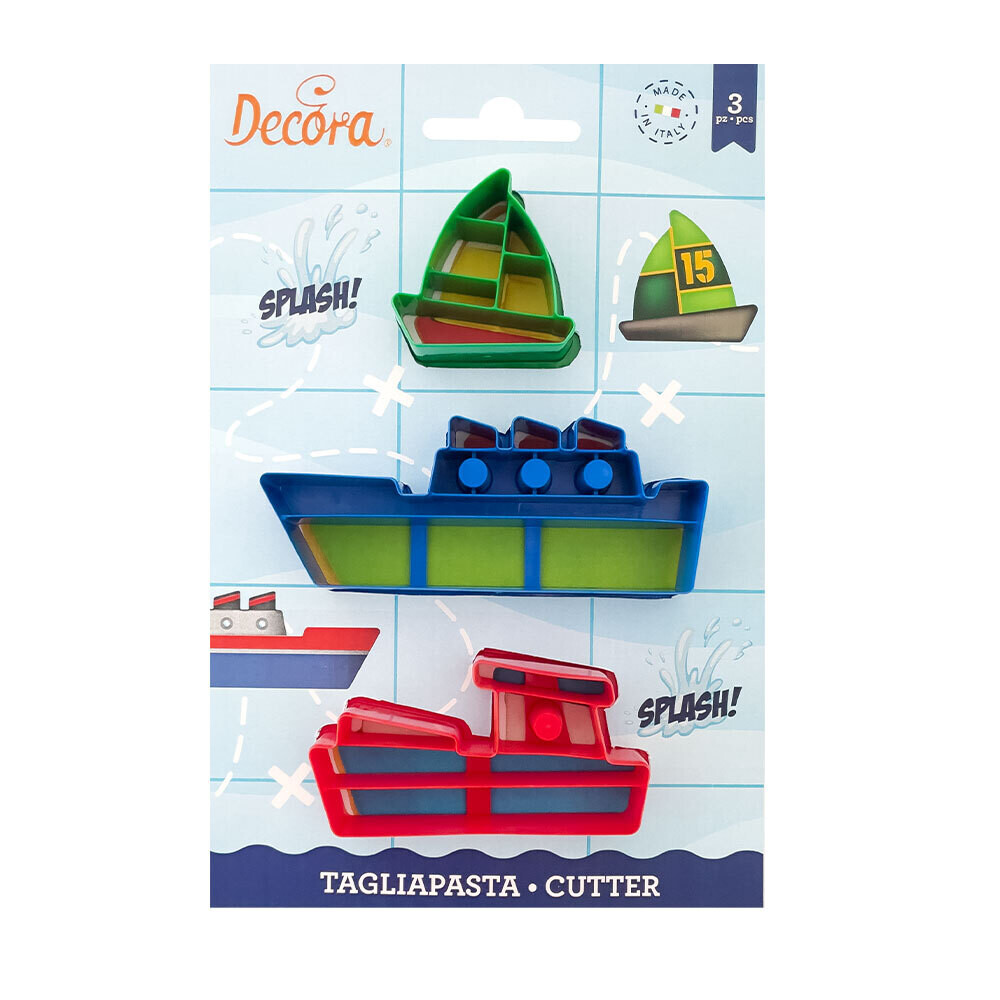 DECORA Cookie Cutters SHIPS &amp; BOATS 3τμχ - Σετ 3 πλαστικά κουπ πατ Καράβια/Πλοία