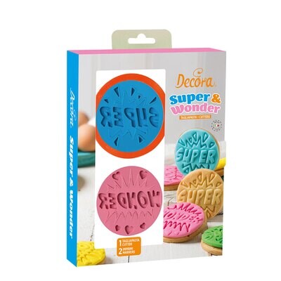 DECORA SUPERHERO Cookie Cutter &amp; Texture Stamp Set - Σετ κουπ πατ Κύκλος και Σφραγίδες Σουπερήρωες