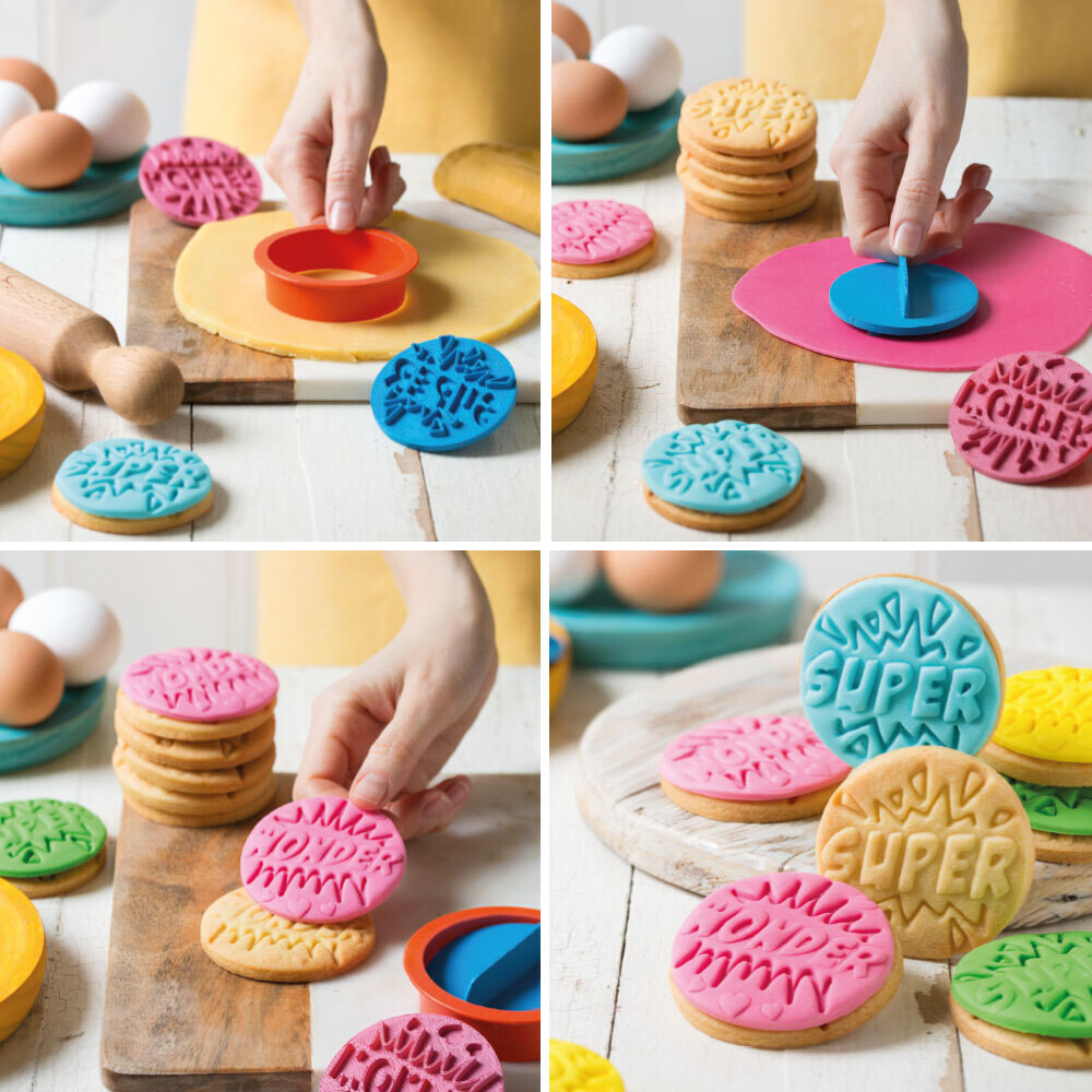 DECORA SUPERHERO Cookie Cutter &amp; Texture Stamp Set - Σετ κουπ πατ Κύκλος και Σφραγίδες Σουπερήρωες