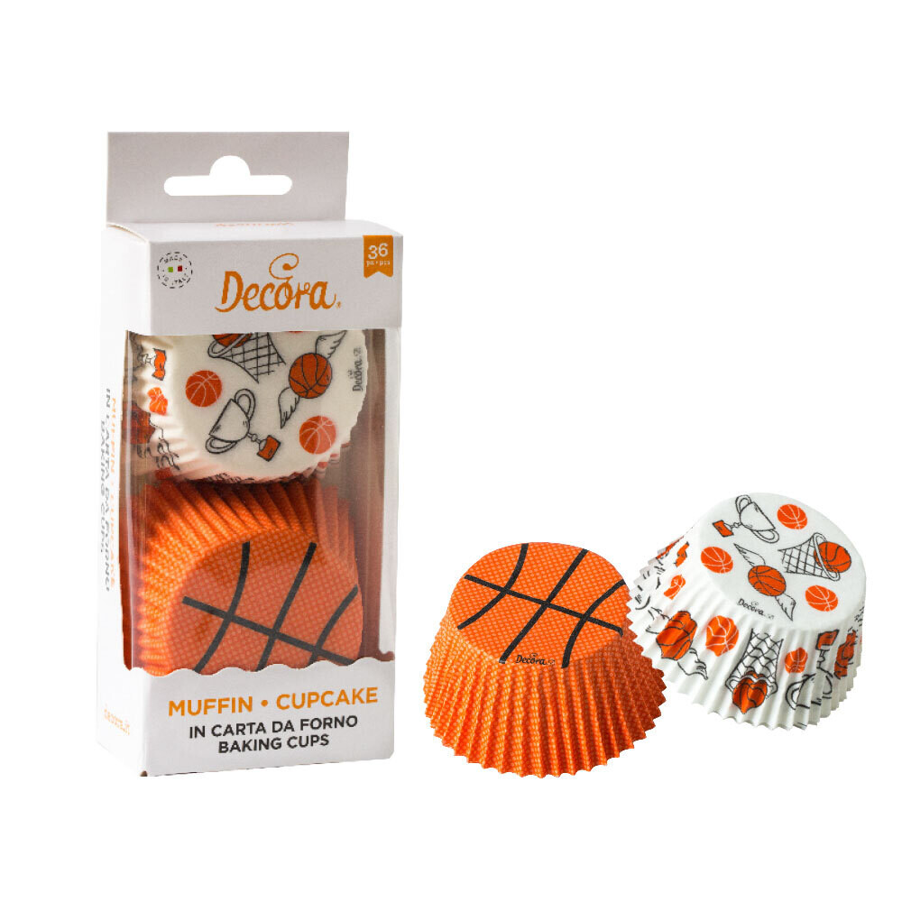 DECORA Cupcake Cases -BASKET BALL CHAMPIONS -Θήκες Ψησίματος με θέμα το Μπάσκετ 36 τεμ