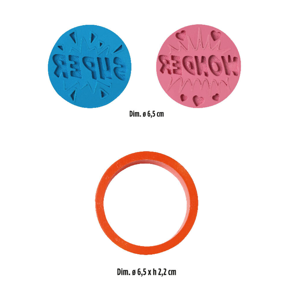 DECORA SUPERHERO Cookie Cutter &amp; Texture Stamp Set - Σετ κουπ πατ Κύκλος και Σφραγίδες Σουπερήρωες