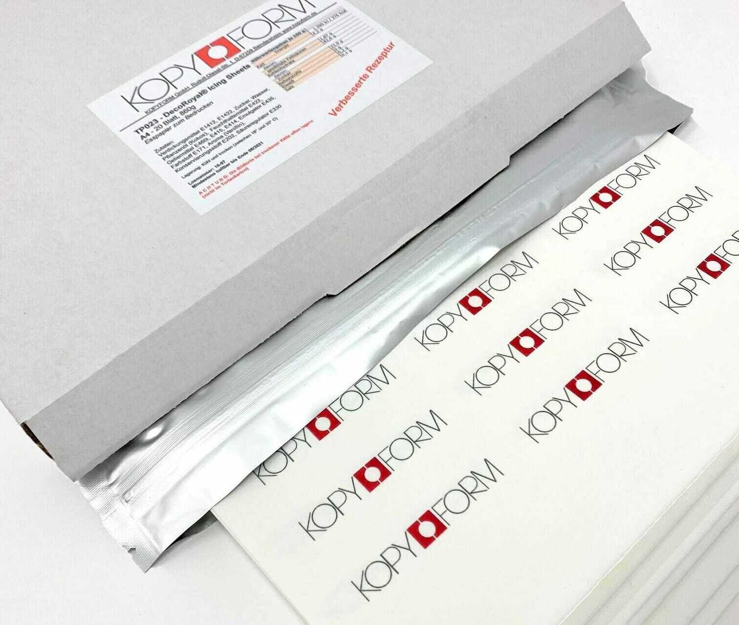 DecoRoyal® Icing Sheets -Βρώσιμα Φύλλα Ζαχαρόπαστας  Λευκά Α4 για Εκτύπωση 20τεμ