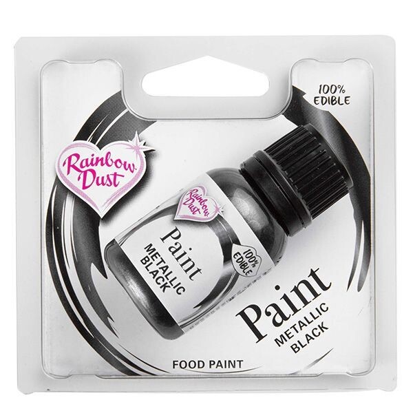 Rainbow Dust Metallic Paint -BLACK 23g - Μεταλλικό Βρώσιμο χρώμα ζωγραφικής  Μαύρο