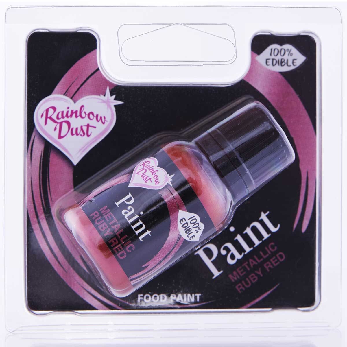 Rainbow Dust Metallic Paint -RUBY RED 24g - Μεταλλικό Βρώσιμο χρώμα ζωγραφικής Έντονο Κόκκινο